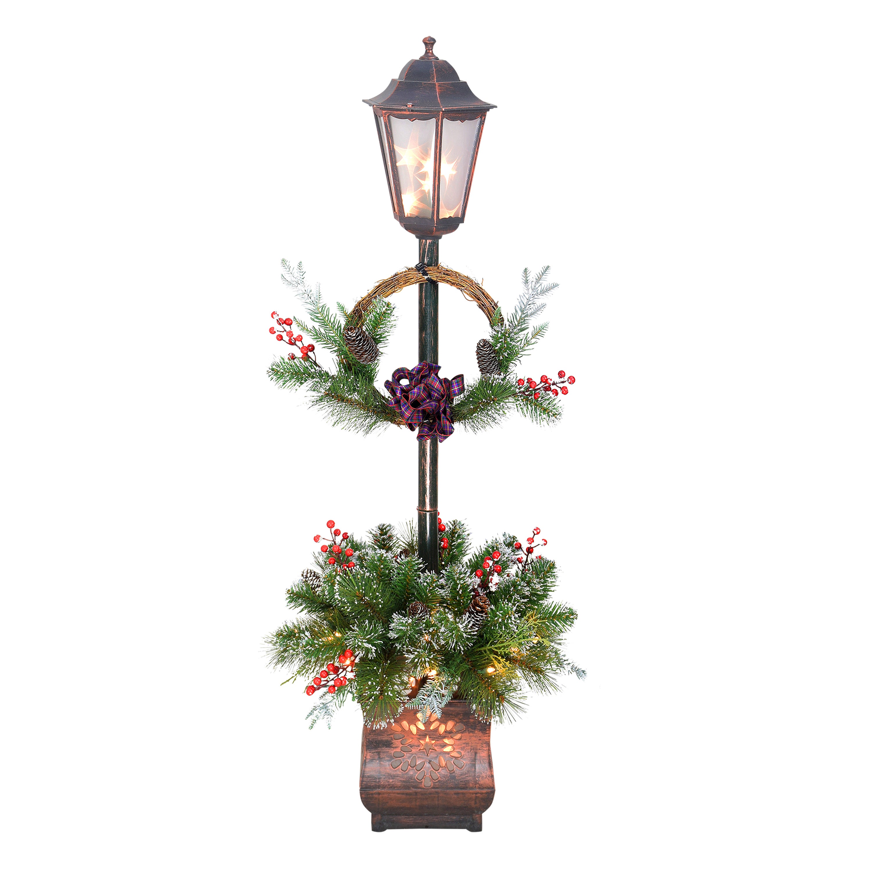 4 ft Pre-lit Lamp Post 35 UL Clear Lights Decorative Base 2563A-LP40C035